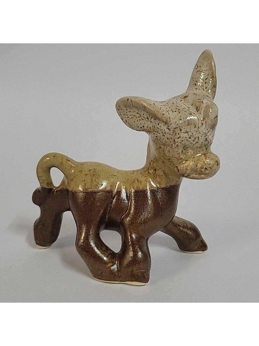 Glazed Pottery Donkey, Signed by Artist